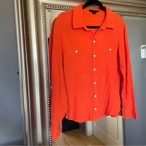 Sanctuary Orange Boyfriend Button Up Shirt